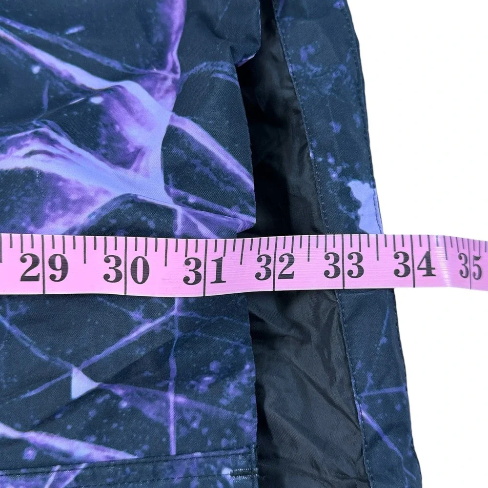 Helly Hansen ULLR Ski Jacket XL Relaxed Fit Purple Black Ice Print Hooded Shell